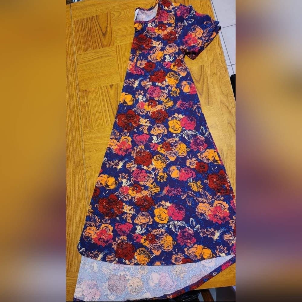 LuLaRoe Blue and Orange High Low Midi Skirt